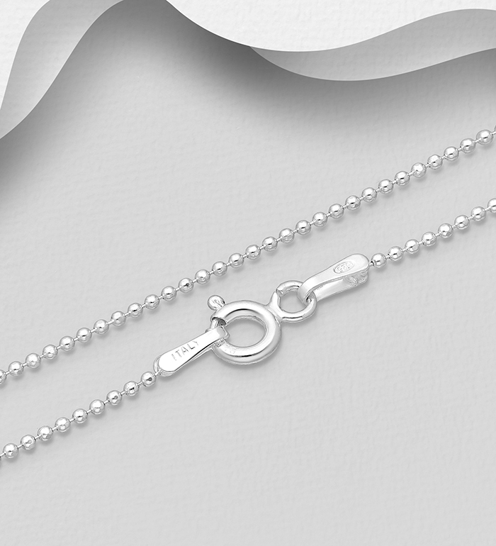Italian Delight - Wholesale 925 Sterling Silver Bead Chain, 1 mm Wide, Made in Italy. - SKU #1068-634