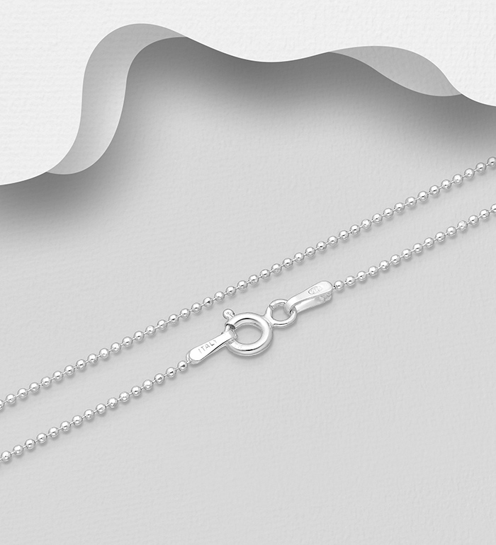 Italian Delight - Wholesale 925 Sterling Silver Bead Chain, 1 mm Wide, Made in Italy. - SKU #1068-634