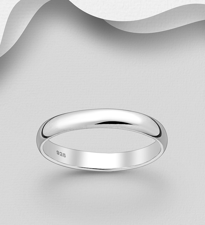 Wholesale 925 Sterling Silver Engravable Band Ring, 3 mm Wide - SKU #11-37