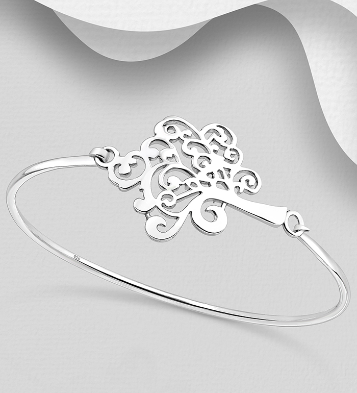 Wholesale 925 Sterling Silver Tree Of Life Bangle - SKU #706-14388