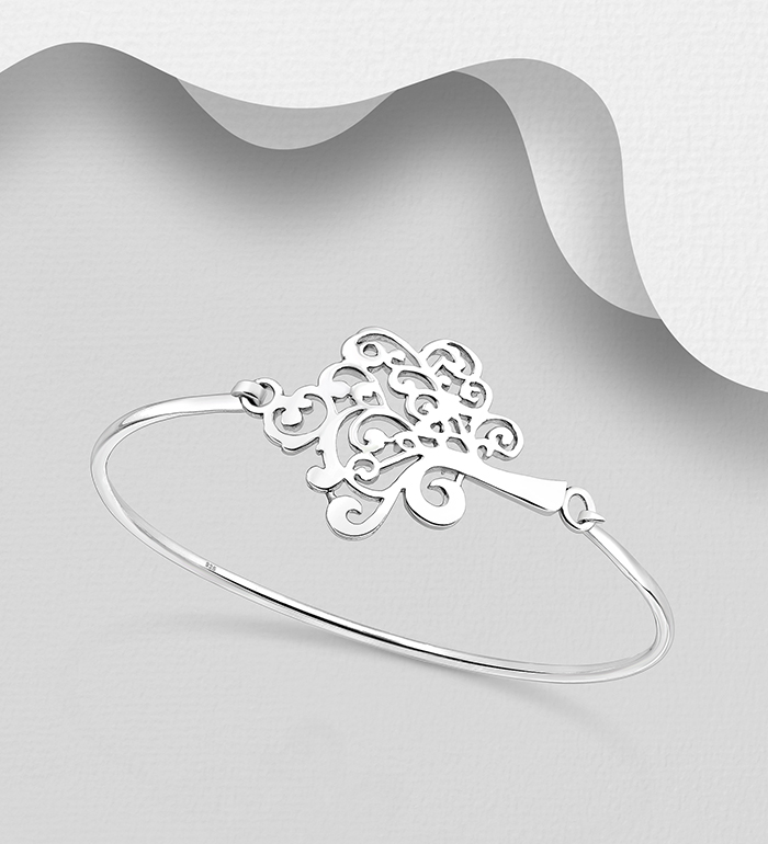 Wholesale 925 Sterling Silver Tree Of Life Bangle - SKU #706-14388