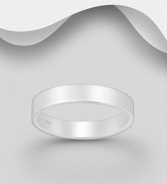 Wholesale 925 Sterling Silver Engravable Band Ring, 4 mm Wide - SKU #11-3