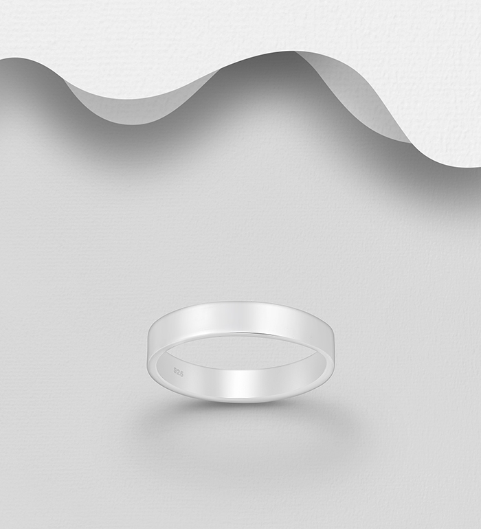 Wholesale 925 Sterling Silver Engravable Band Ring, 4 mm Wide - SKU #11-3