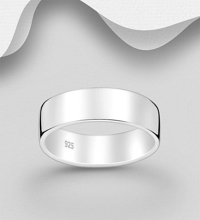 Wholesale 925 Sterling Silver Engravable Band Ring, 6 mm Wide. - SKU #11-4