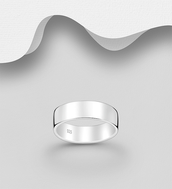 Wholesale 925 Sterling Silver Engravable Band Ring, 6 mm Wide. - SKU #11-4