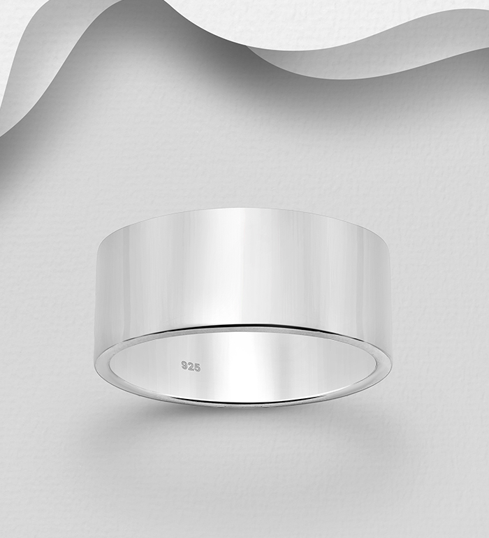 Wholesale 925 Sterling Silver Engravable Band Ring, 8 mm Wide. - SKU #11-6