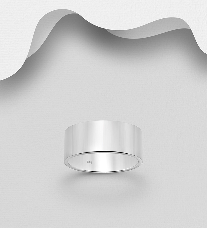 Wholesale 925 Sterling Silver Engravable Band Ring, 8 mm Wide. - SKU #11-6