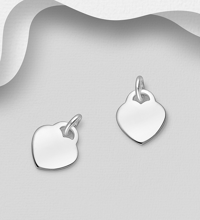 Wholesale 925 Sterling Silver Engravable Heart Charm - SKU #983-962