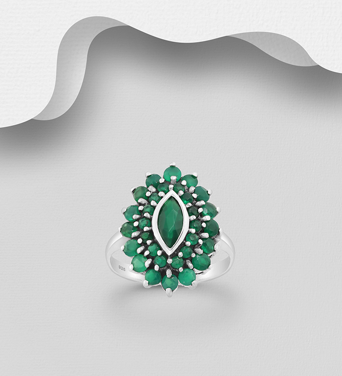 Wholesale 925 Sterling Silver Ring, Decorated with Various Gemstones - SKU #883-2889
