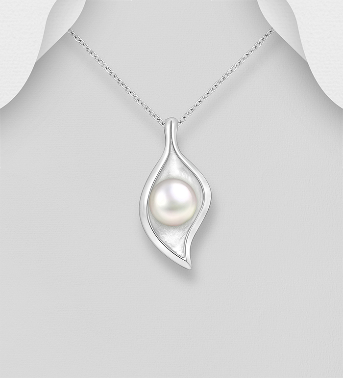 Wholesale 925 Sterling Silver Shell Pendant Decorated with Freshwater Pearl - SKU #382-2715