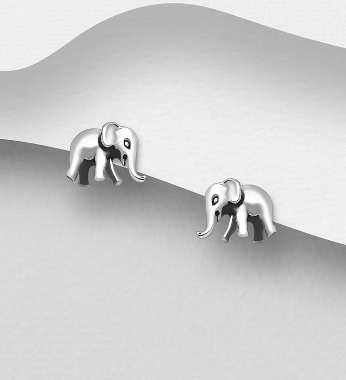 Wholesale 925 Sterling Silver Push-Back Elephant Earrings - SKU #706-15229