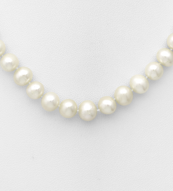 Wholesale 925 Sterling Silver Necklace, Beaded with 6-6.5 mm Diameter AA+ Freshwater Pearls - SKU #382-2776AAX