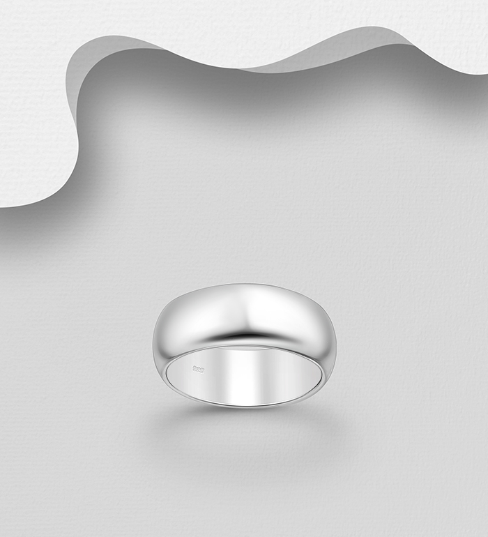 Wholesale 925 Sterling Silver Band Ring, 7 mm Wide - SKU #11-11