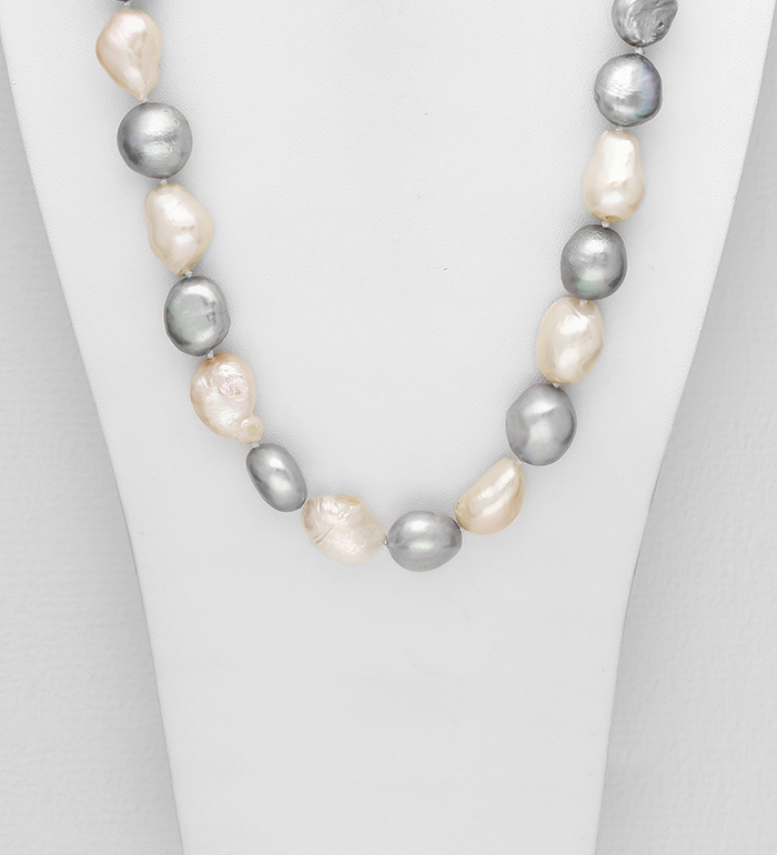 Wholesale Cotton Necklace Beaded With Dyed Fresh Water Pearls - SKU #382-2816