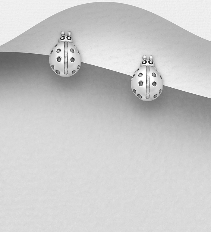 Wholesale 925 Sterling Silver Ladybug Push-Back Earrings - SKU #706-15740