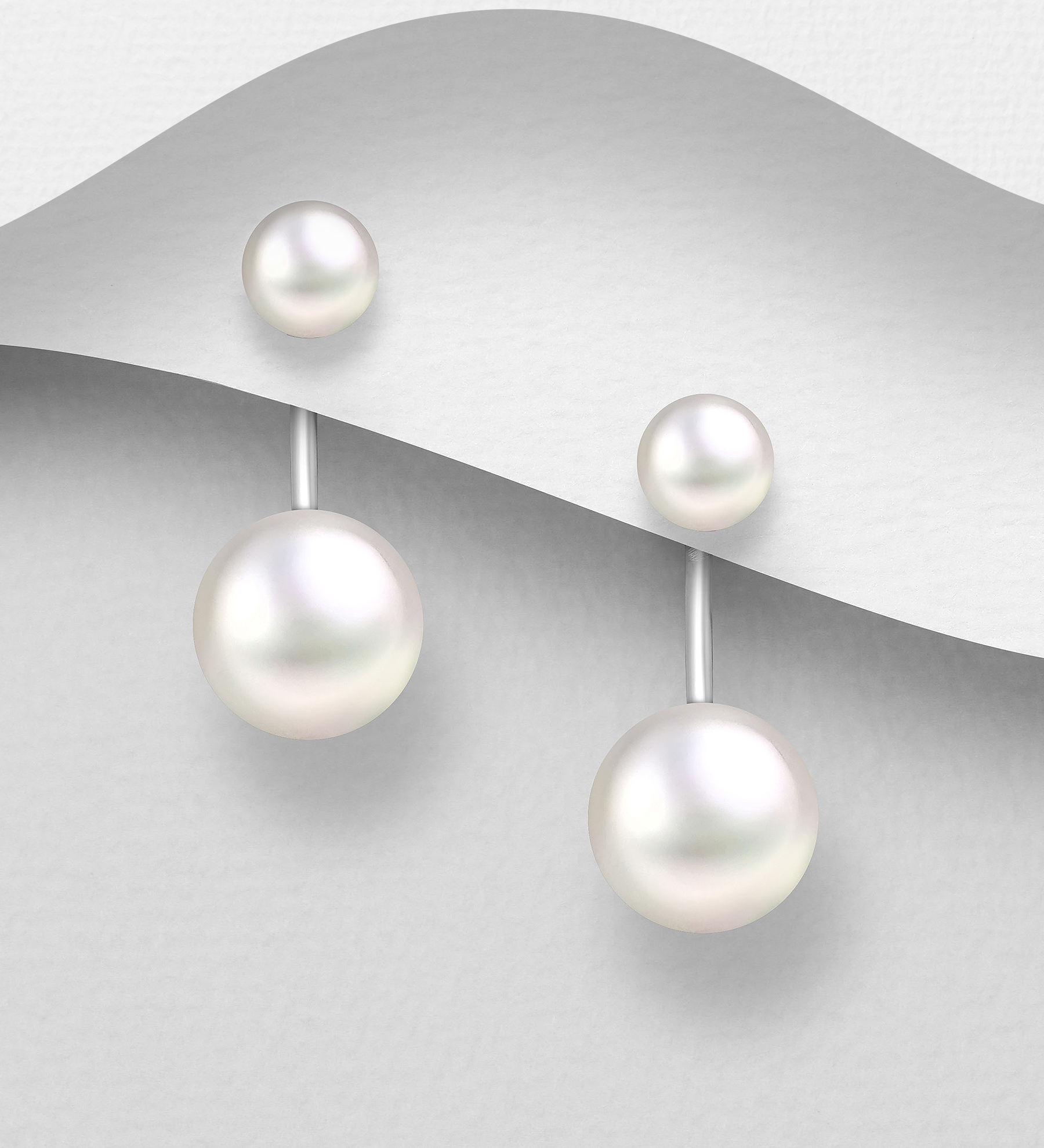 Wholesale 925 Sterling Silver Push-Back Earrings Decorated with Freshwater Pearls - SKU #382-2823