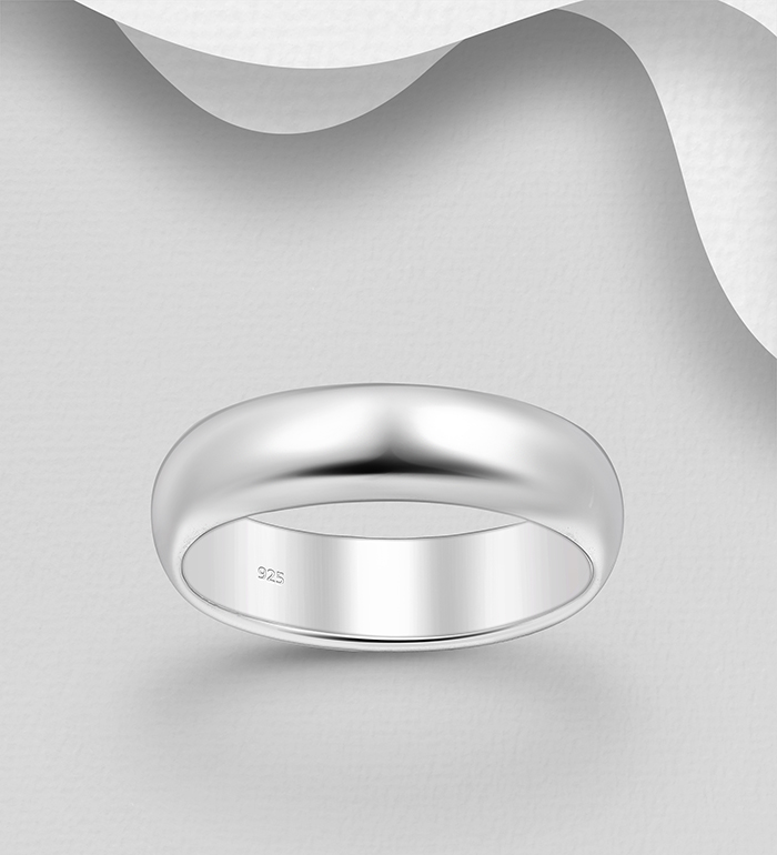 Wholesale 925 Sterling Silver Band Ring, 6 mm Wide - SKU #11-14