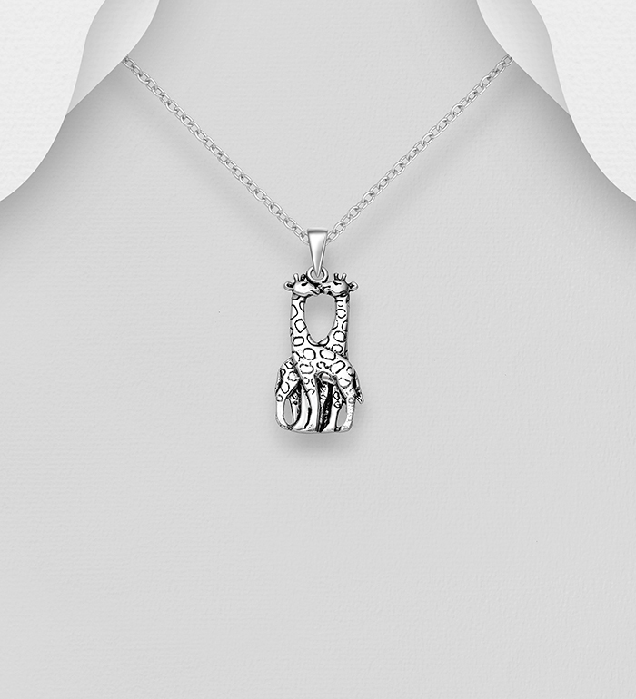 Wholesale 925 Sterling Silver Oxidized Giraffe Pendant - SKU #706-16431