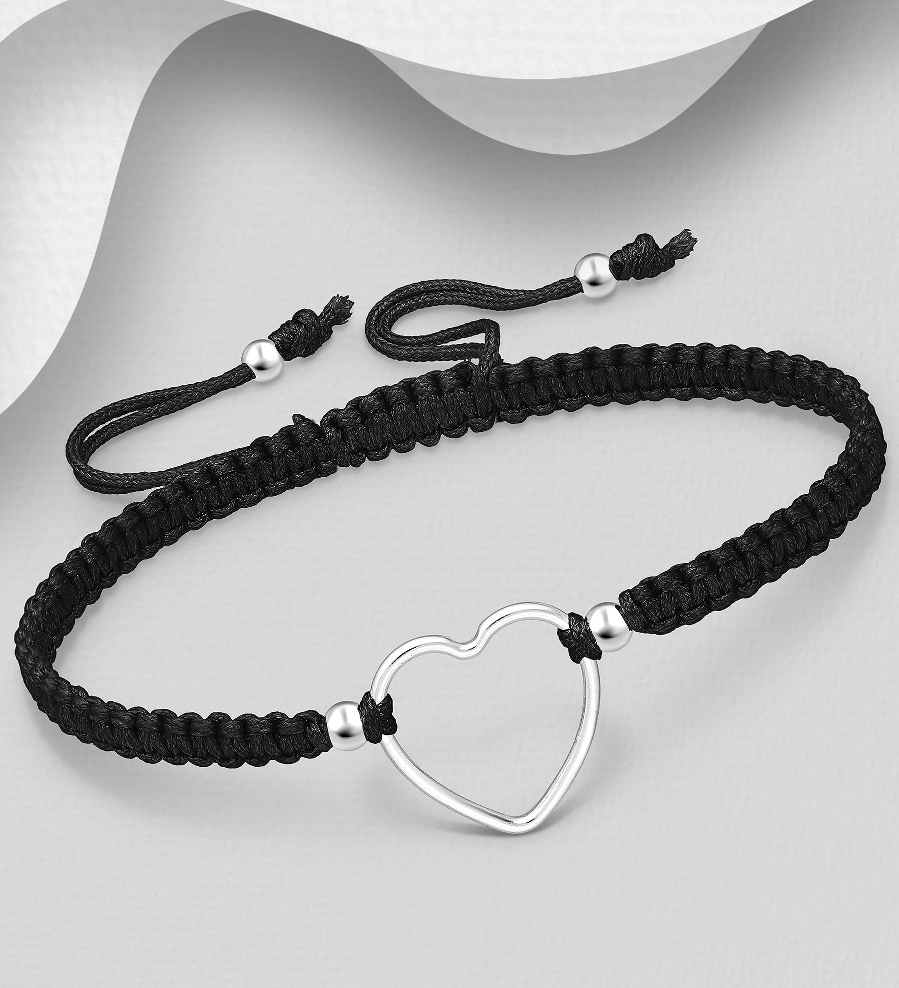 Wholesale 925 Sterling Silver Heart with Adjustable Thread Bracelet - SKU #706-16527