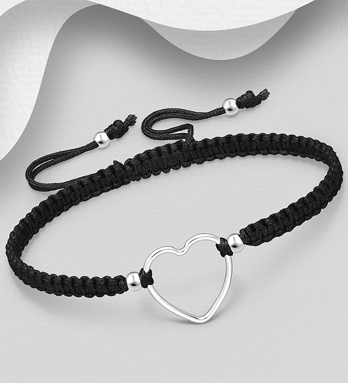 Wholesale 925 Sterling Silver Heart with Adjustable Thread Bracelet - SKU #706-16527