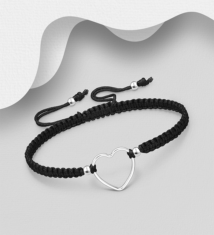 Wholesale 925 Sterling Silver Heart with Adjustable Thread Bracelet - SKU #706-16527