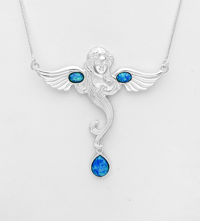Wholesale 925 Sterling Silver Necklace Decorated With Lab-Created Opal - SKU #1479-475