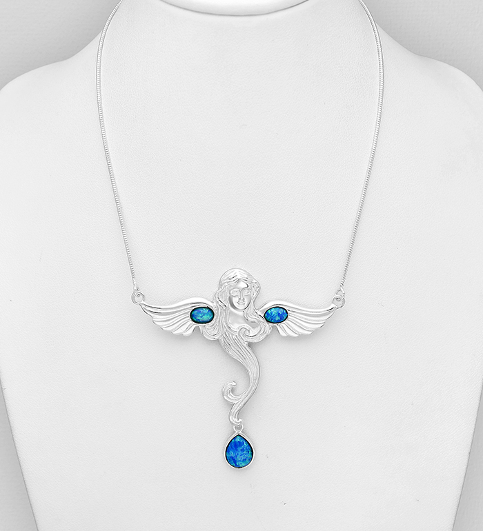 Wholesale 925 Sterling Silver Necklace Decorated With Lab-Created Opal - SKU #1479-475