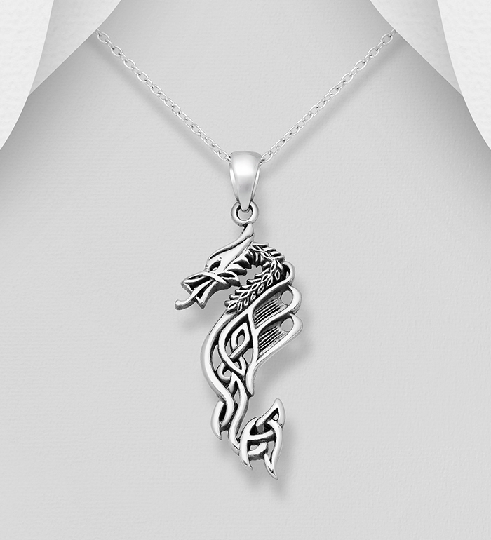 Wholesale 925 Sterling Silver Celtic Dragon Pendant - SKU #767-498