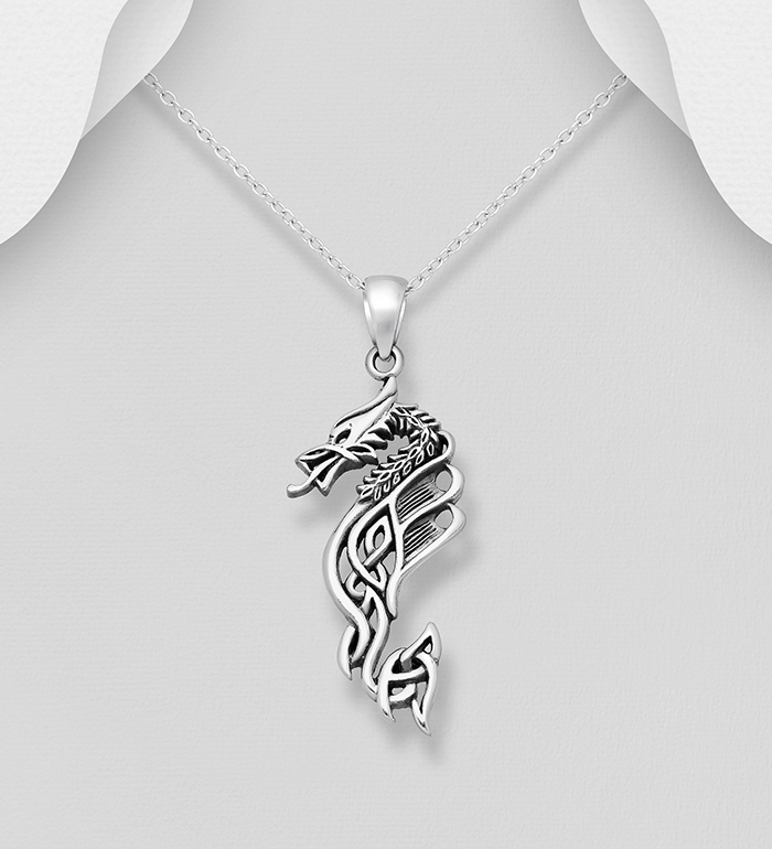 Wholesale 925 Sterling Silver Celtic Dragon Pendant - SKU #767-498