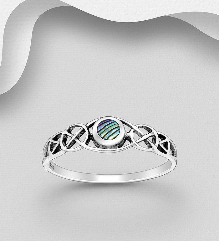 Wholesale 925 Sterling Silver Celtic Ring Decorated With Shell - SKU #473-2226