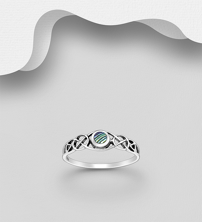 Wholesale 925 Sterling Silver Celtic Ring Decorated With Shell - SKU #473-2226