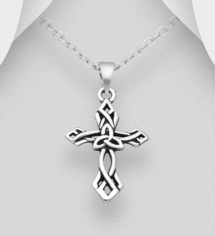 Wholesale 925 Sterling Silver Celtic and Cross Pendant - SKU #767-553