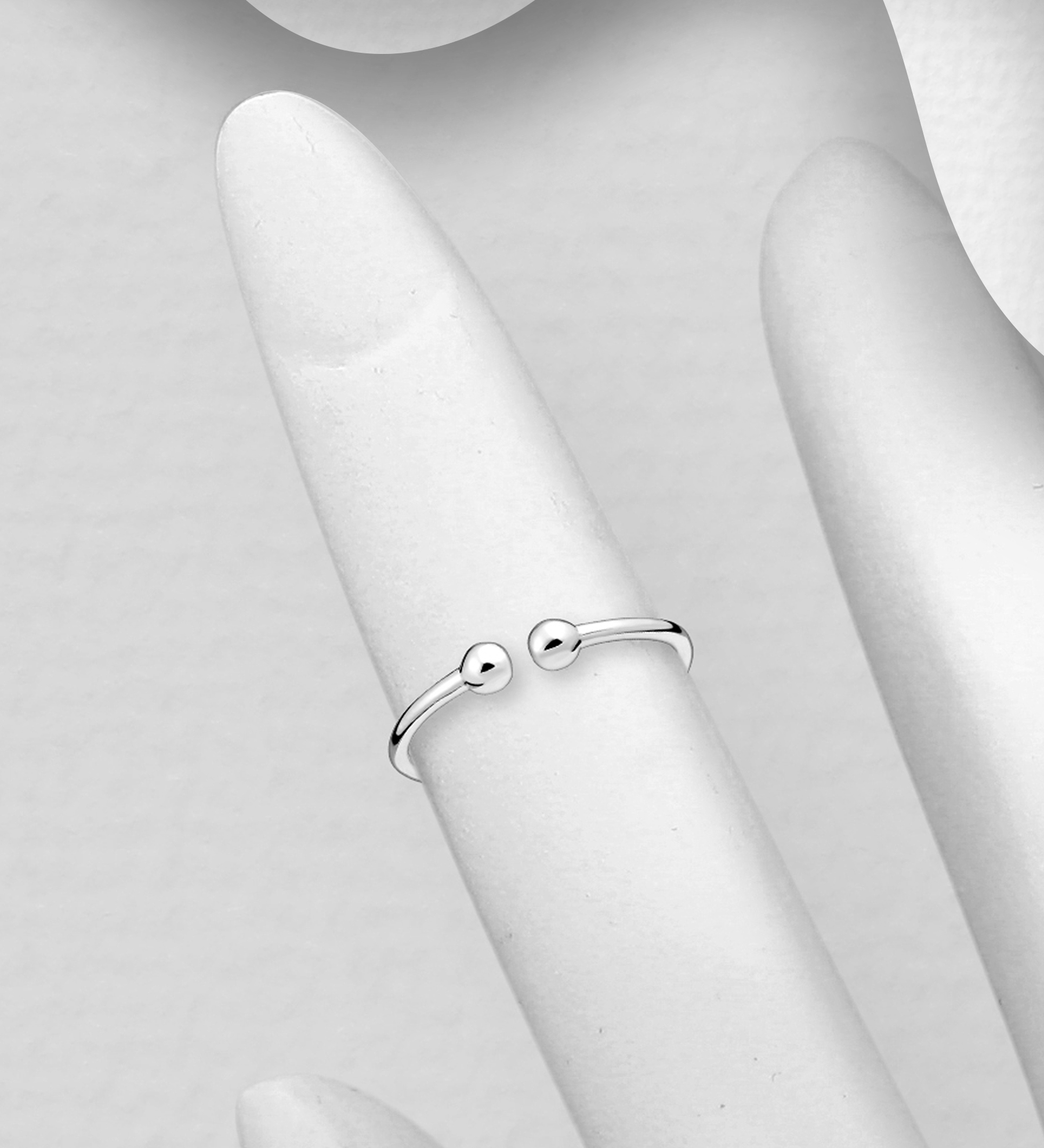Wholesale 925 Sterling Silver Adjustable Ball Knuckle Ring - SKU #1063-782