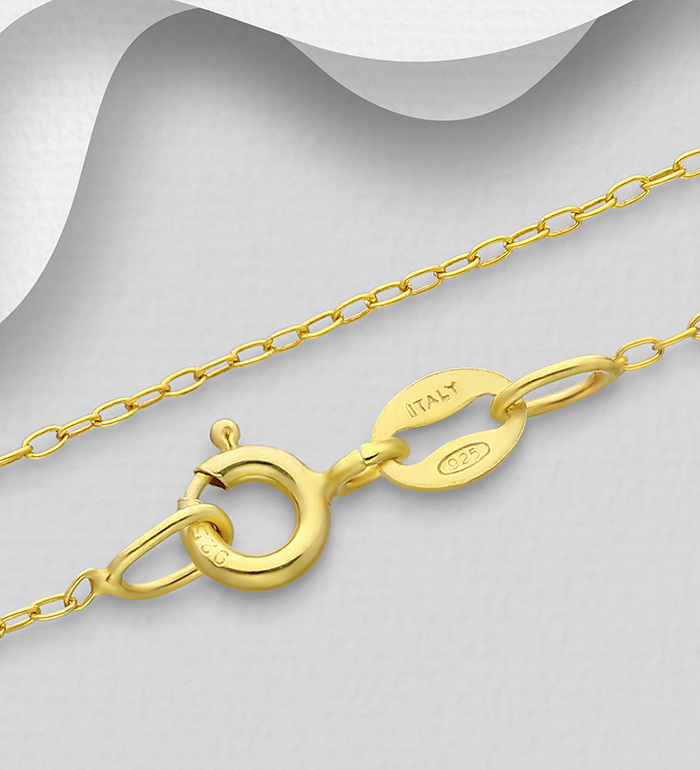 Italian Delight - Wholesale 925 Sterling Silver Chain, Plated with 1 Micron 18K Yellow Gold, 1 mm Wide, Made in Italy - SKU #1535-306