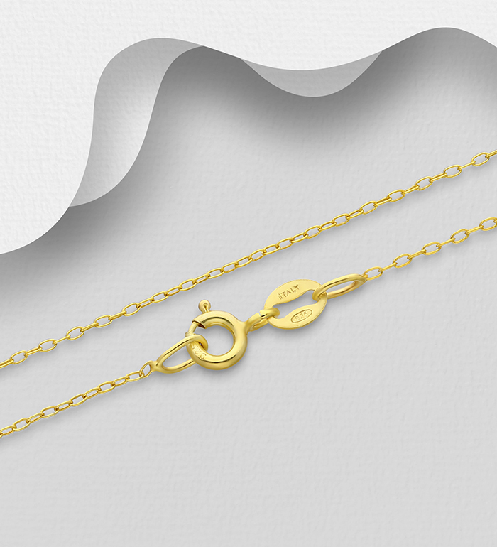Italian Delight - Wholesale 925 Sterling Silver Chain, Plated with 1 Micron 18K Yellow Gold, 1 mm Wide, Made in Italy - SKU #1535-306