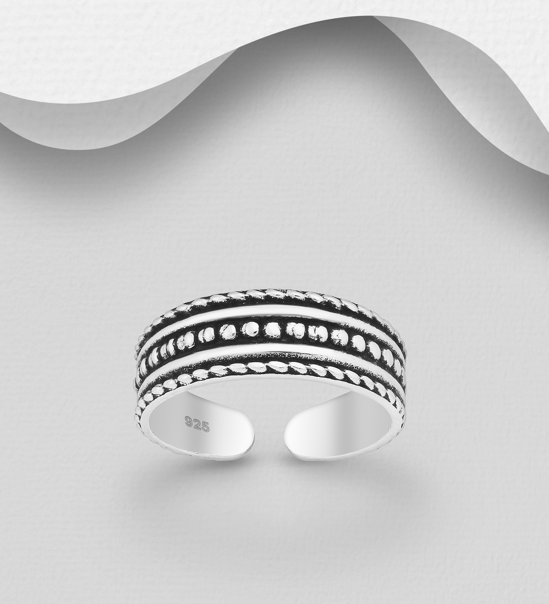 Wholesale 925 Sterling Silver Adjustable Oxidized Toe Ring - SKU #792-454