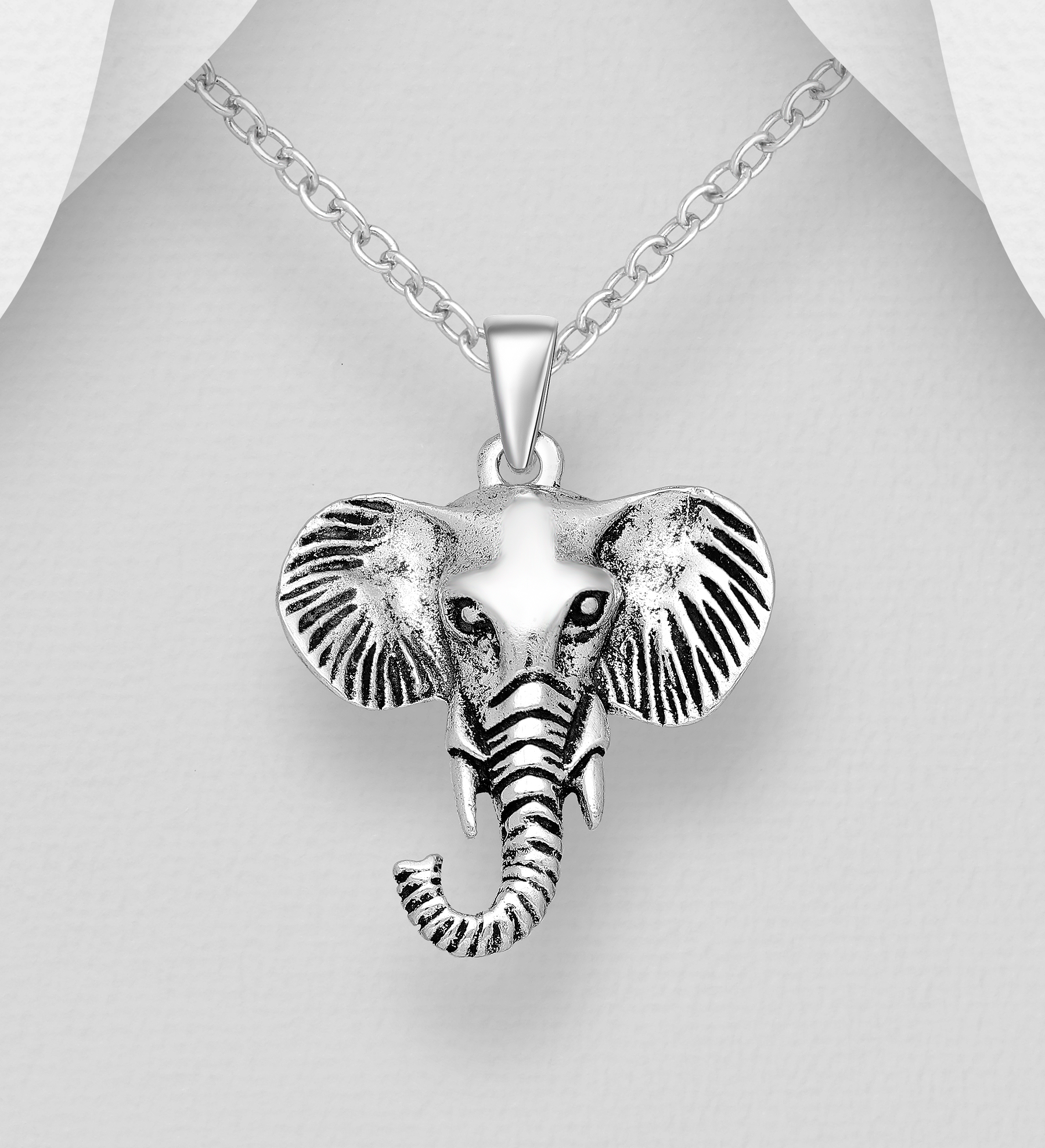Wholesale 925 Sterling Silver Oxidized Elephant Pendant - SKU #706-18531