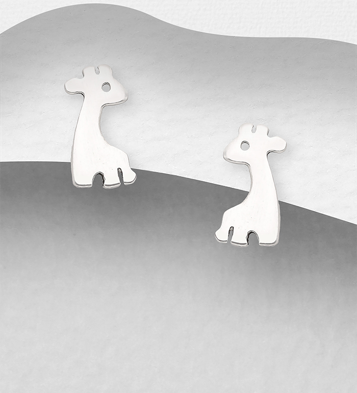 Wholesale 925 Sterling Silver Giraffe Push-Back Earrings - SKU #1068-1106