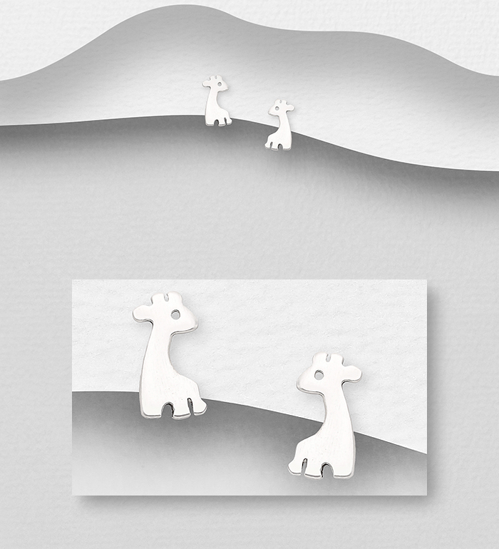 Wholesale 925 Sterling Silver Giraffe Push-Back Earrings - SKU #1068-1106