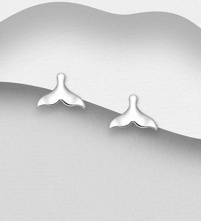 Wholesale 925 Sterling Silver Whale Tail Push-Back Earrings - SKU #706-18776