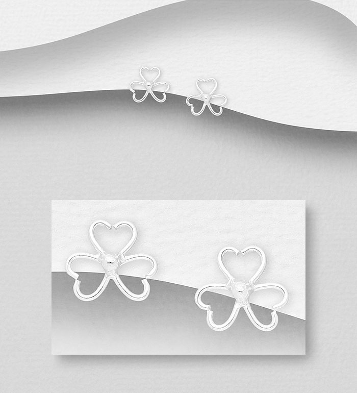 Wholesale 925 Sterling Silver Flower Push-Back Earrings - SKU #1068-1115