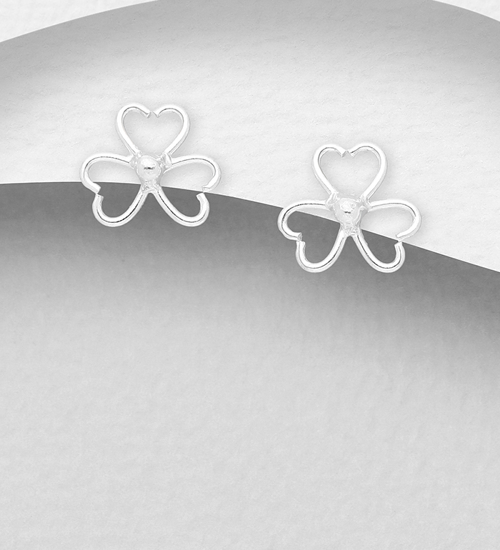 Wholesale 925 Sterling Silver Flower Push-Back Earrings - SKU #1068-1115
