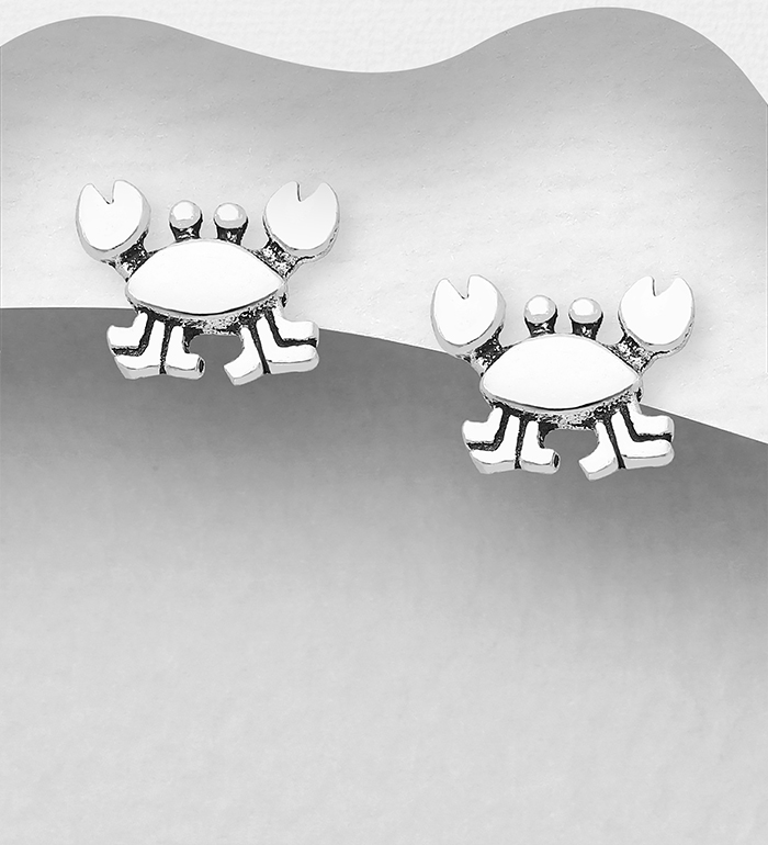 Wholesale 925 Sterling Silver Crab Push-Back Earrings - SKU #1068-1116