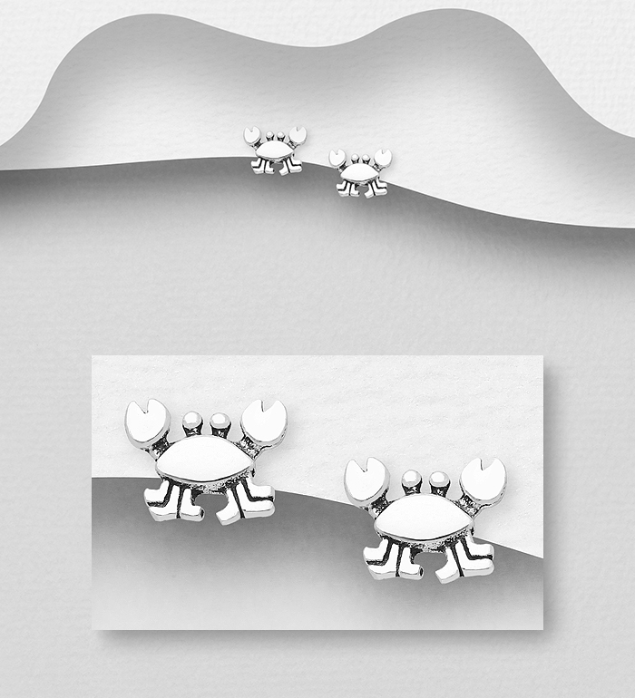 Wholesale 925 Sterling Silver Crab Push-Back Earrings - SKU #1068-1116