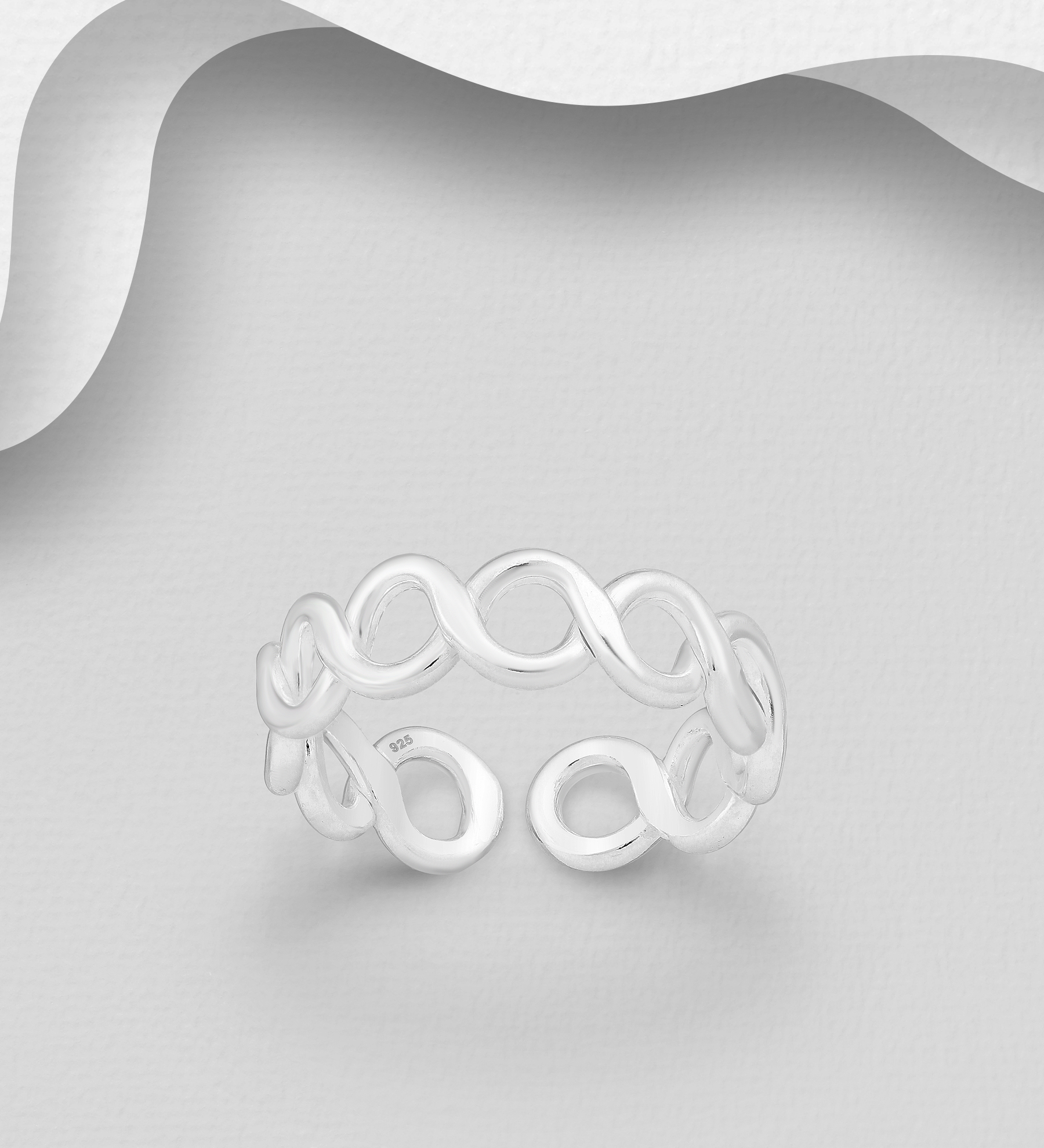 Wholesale 925 Sterling Silver Adjustable Infinity Toe Ring - SKU #792-496