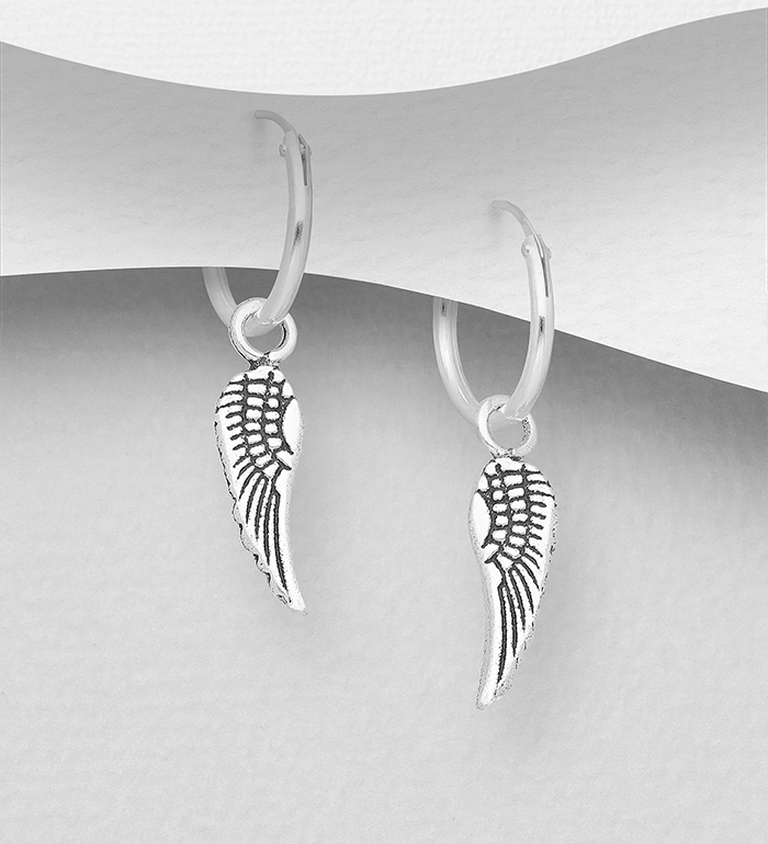Wholesale 925 Sterling Silver Wings Hoop Earrings - SKU #706-19094