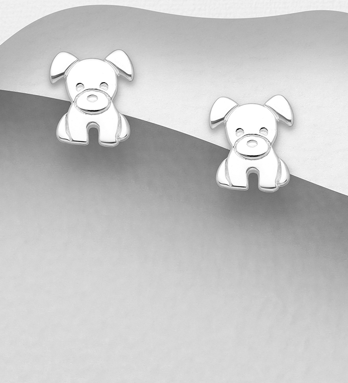Wholesale 925 Sterling Silver Dog Push-Back Earrings - SKU #1063-916