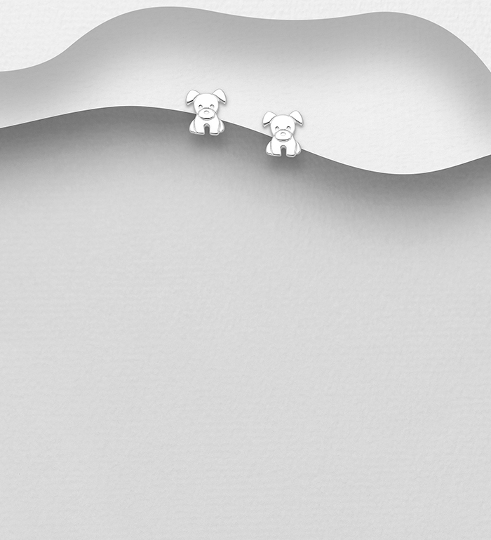 Wholesale 925 Sterling Silver Dog Push-Back Earrings - SKU #1063-916