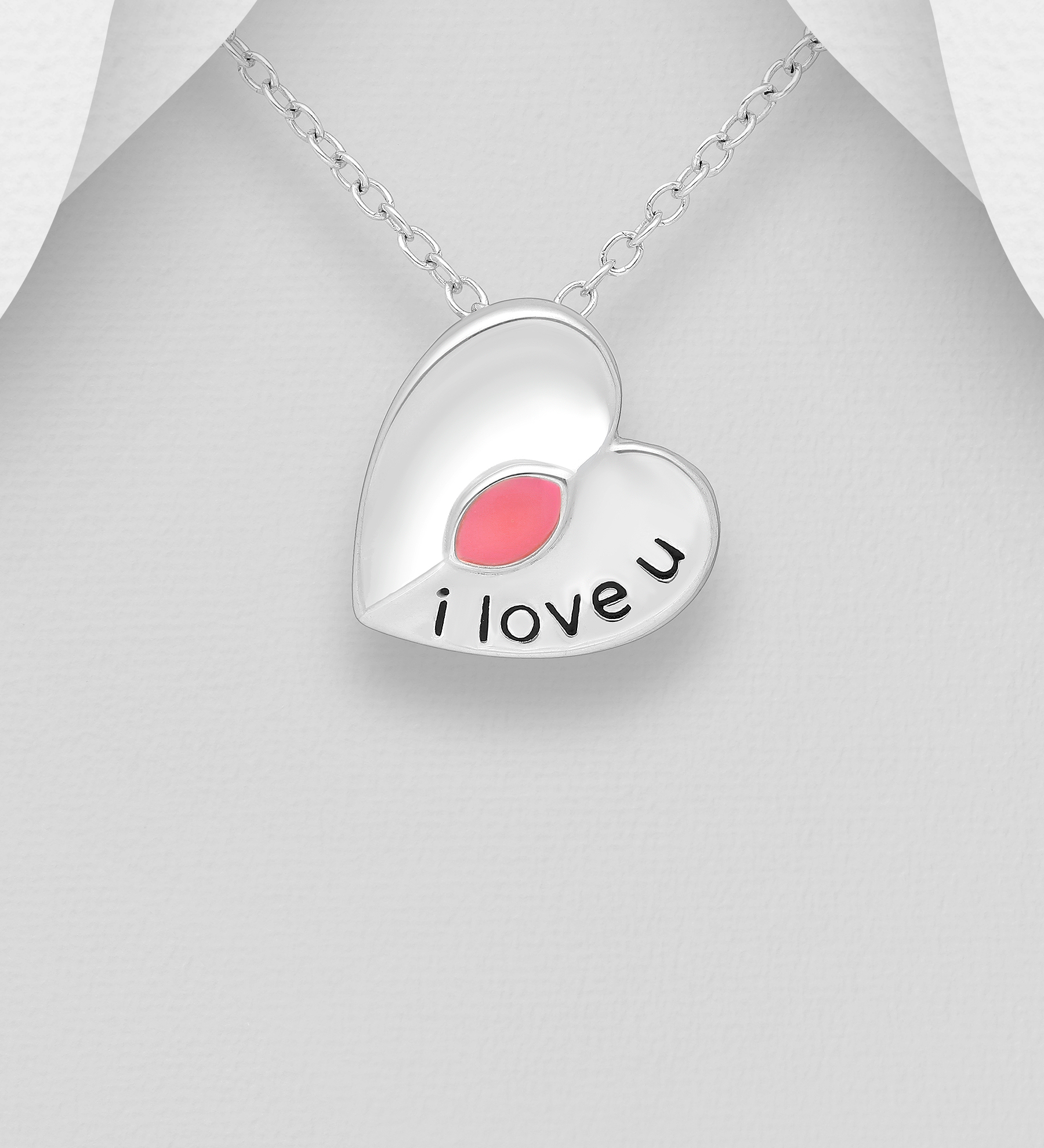 Wholesale 925 Sterling Silver I love u Heart Pendant - SKU #1063-959