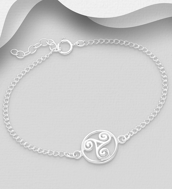 Wholesale 925 Sterling Silver Triskelion Bracelet - SKU #767-682
